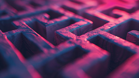 A close up of a maze with some blue and pink colors, AIの素材