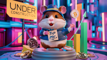 A small mouse is standing on a pile of coins, AIの素材