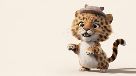 A cartoon cat wearing a hat and standing on its hind legs, AIの素材