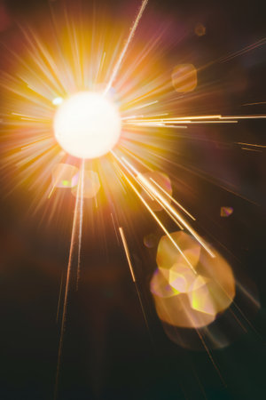 A close up of a bright light shining through the sky, AIの素材