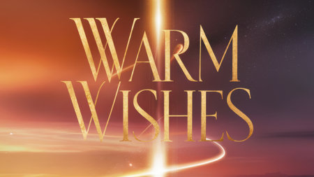 A poster for warm wishes with a golden light shining through it, AIの素材