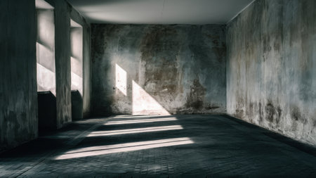 A room with a window and some sunlight coming through, AIの素材