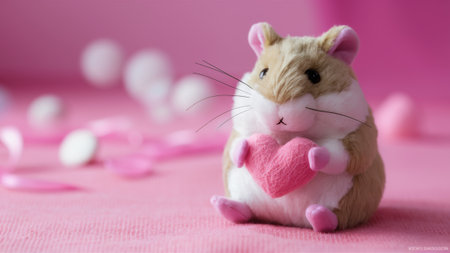A small stuffed animal with a heart shaped pink nose, AIの素材