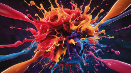 A colorful liquid is being poured into a large sphere, AIの素材