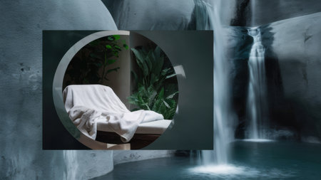 A picture of a waterfall and some plants in the background, AIの素材