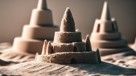 A sand castle is made out of a bunch of different shapes, AIの素材
