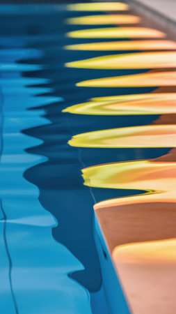 A pool with a line of water that is reflecting the sun, AIの素材