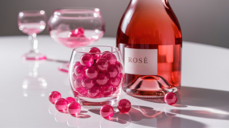 A glass of wine and a bottle on the table, AIの素材