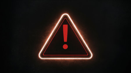 A neon sign with a red triangle and an exclamation mark, AIの素材
