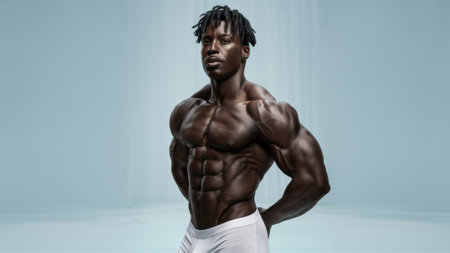 A man in white underwear posing for a picture, AIの素材