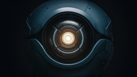 A close up of a futuristic looking object with the light on, AIの素材
