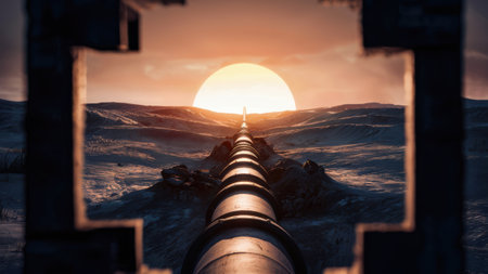 A view of a pipe that is in the middle of some desert, AIの素材