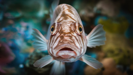 A close up of a fish with its mouth open, AIの素材
