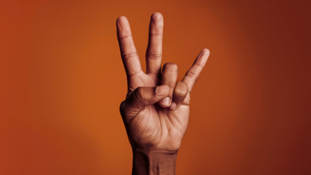 A hand making the sign for peace with a finger, AIの素材