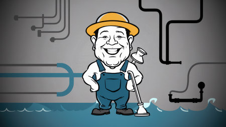 A cartoon character with a hose and hat standing in water, AIの素材