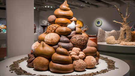 A display of a large pile of different shaped and sized objects, AIの素材
