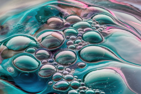 A close up of a bunch of bubbles in water, AIの素材