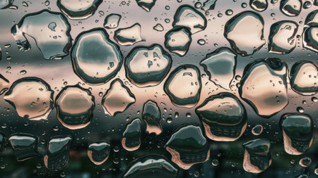 A close up of a window with rain drops on it, AIの素材