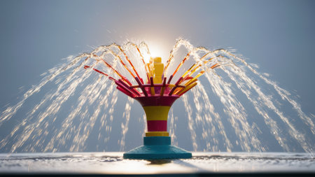 A toy fire hydrant with a bunch of water coming out, AIの素材