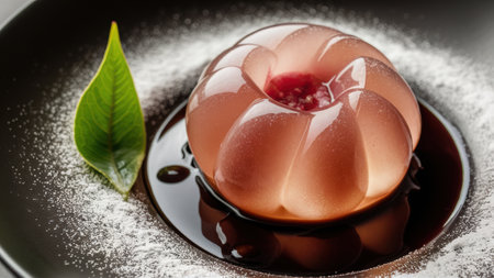 A dessert with a jelly like substance on top of it, AIの素材