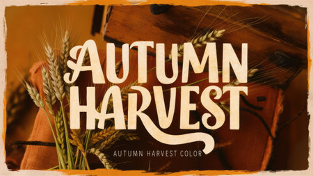A poster with the words autumn harvest color on it, AIの素材