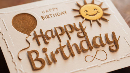A birthday card with a sun and balloon on it, AIの素材
