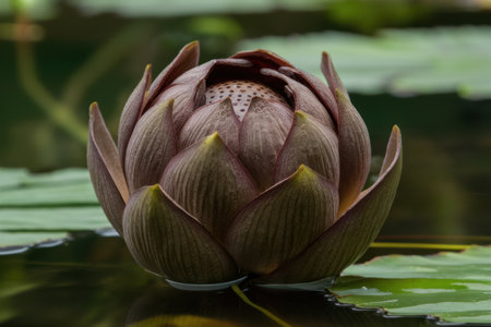 A flower with a stem and leaves floating in water, AIの素材