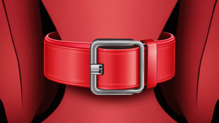 A red belt with a silver buckle on its end, AIの素材
