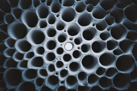 A close up of a pattern made from holes in the ground, AIの素材