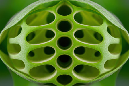 A close up of a green plant with holes in it, AIの素材