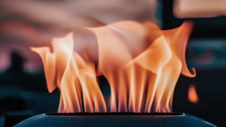 A close up of a fire burning in an object, AIの素材