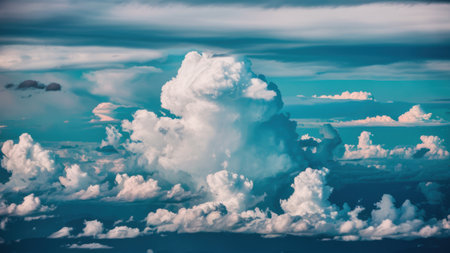 A large cloud formation in the sky with a blue background, AIの素材