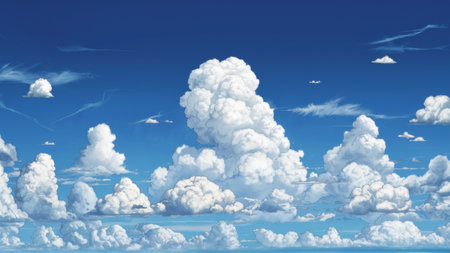 A large group of clouds in the sky over a body of water, AIの素材