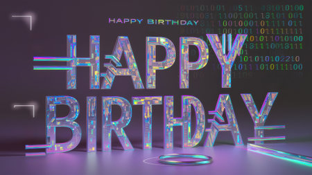 A happy birthday message with a ring on it and some numbers, AIの素材