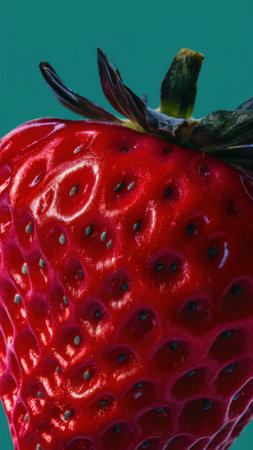 A close up of a strawberry with black spots on it, AIの素材