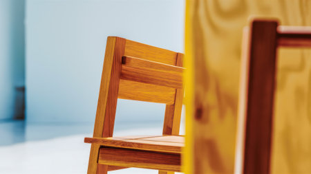 A close up of a wooden chair sitting in front of some wood, AIの素材