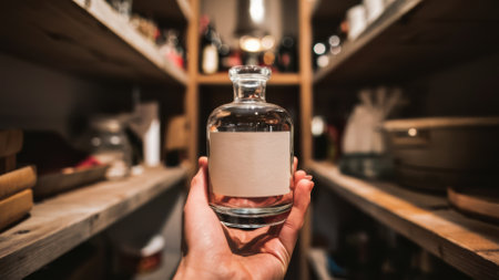 A person holding a bottle of liquid in their hand, AIの素材