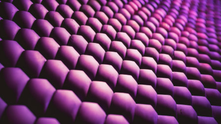A close up of a purple wall with many different shapes, AIの素材