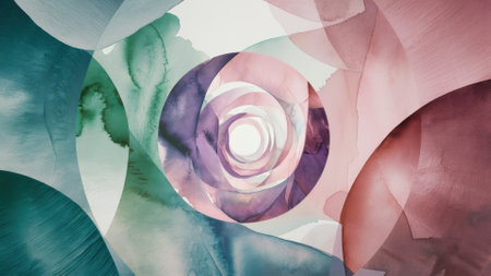 A large abstract painting of a circular design with many colors, AIの素材