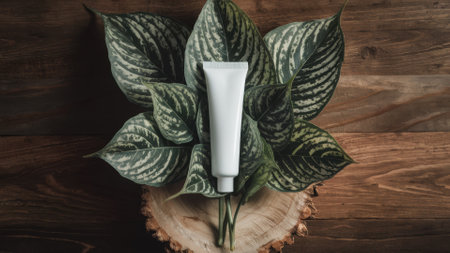 A tube of toothpaste sitting on top of a plant, AIの素材