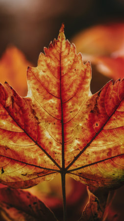 A close up of a leaf with red and yellow colors, AIの素材