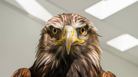 A close up of a bird with yellow eyes and beak, AIの素材
