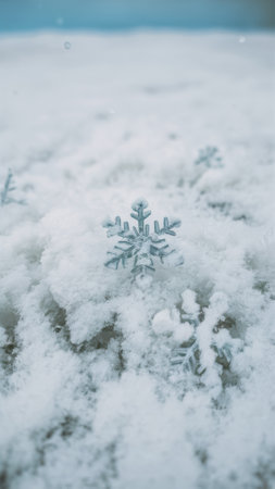 A close up of a snowflake on the ground in some white stuff, AIの素材