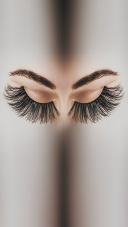 A close up of a womans eyes with long lashes, AIの素材
