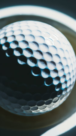 A golf ball on a white background with some water in the bowl, AIの素材
