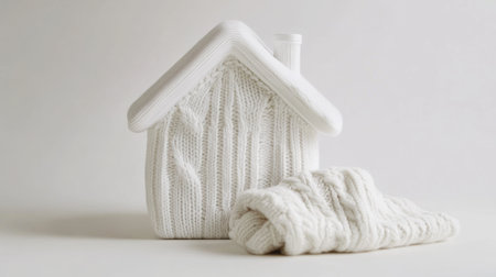 A white house shaped like a sweater with some cloth on it, AIの素材