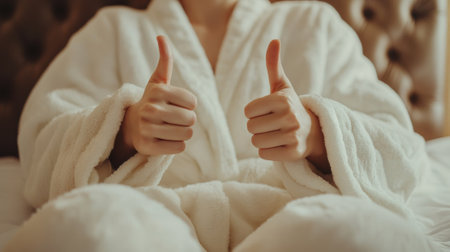 A person in a robe giving the thumbs up sign, AIの素材