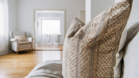 A view of a living room with furniture and windows, AIの素材