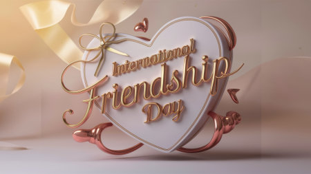 A heart shaped sign with the words international friendship day, AIの素材