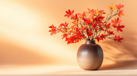 A vase with orange flowers in it on a table, AIの素材